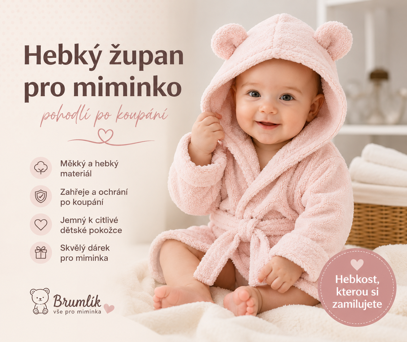Proč je župan pro miminko praktický po koupání