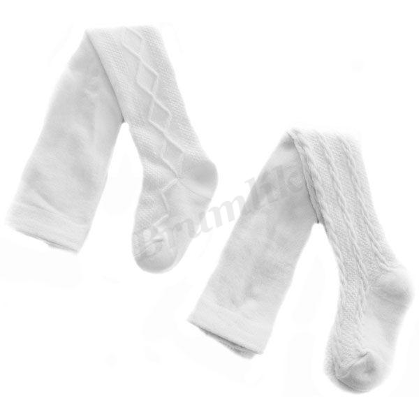 Kojenecké bílé punčocháčky se vzorkem