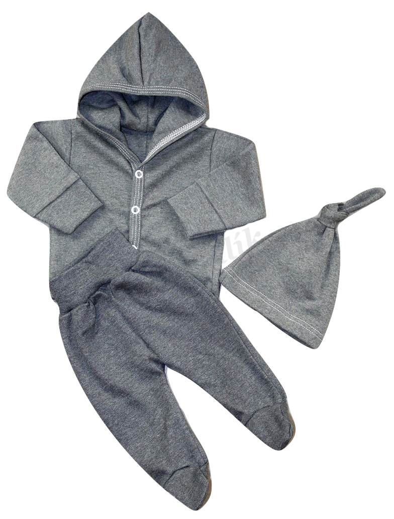 Kojenecká bavlněná mikina s kapucí - antracit 80