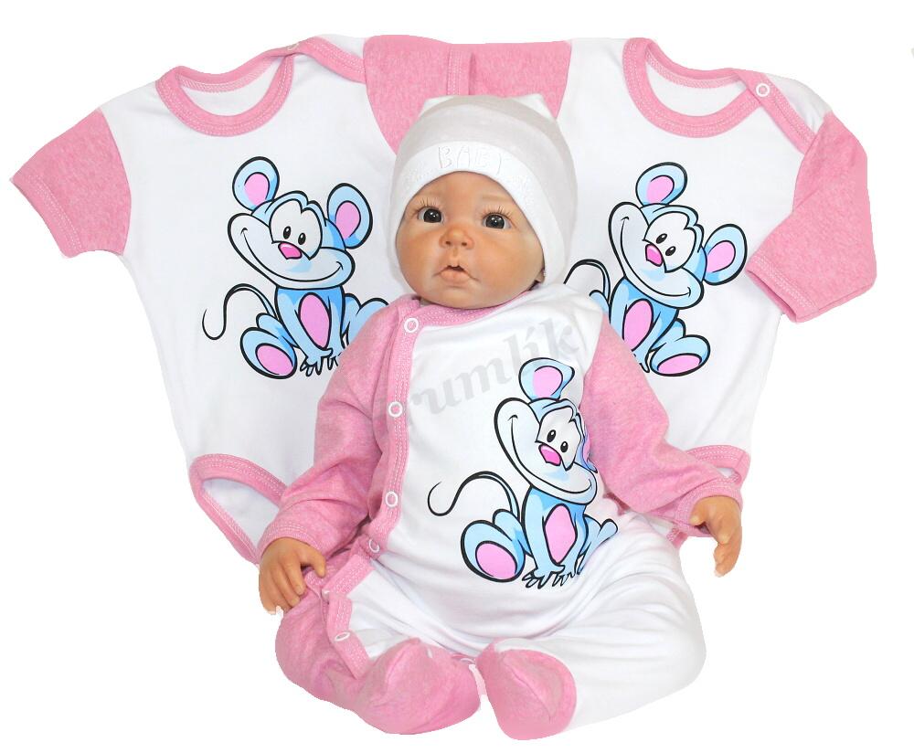 Bavlněná čepička s uzlíkem - růžová melanž