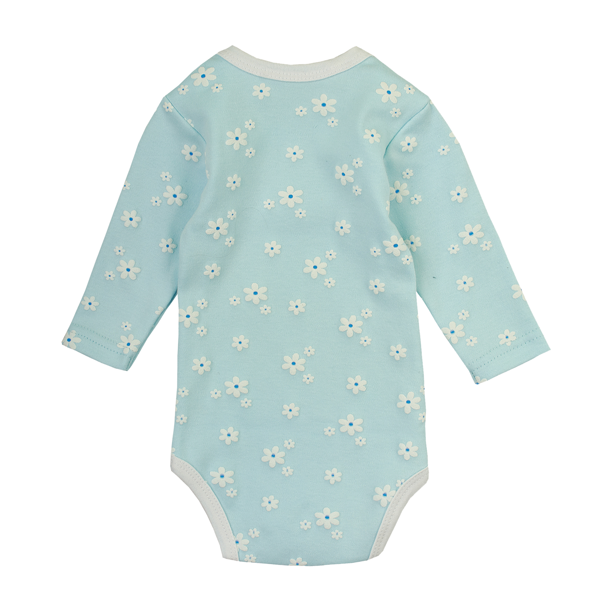 Kojenecké body 2 kusy s květinkami modré 74