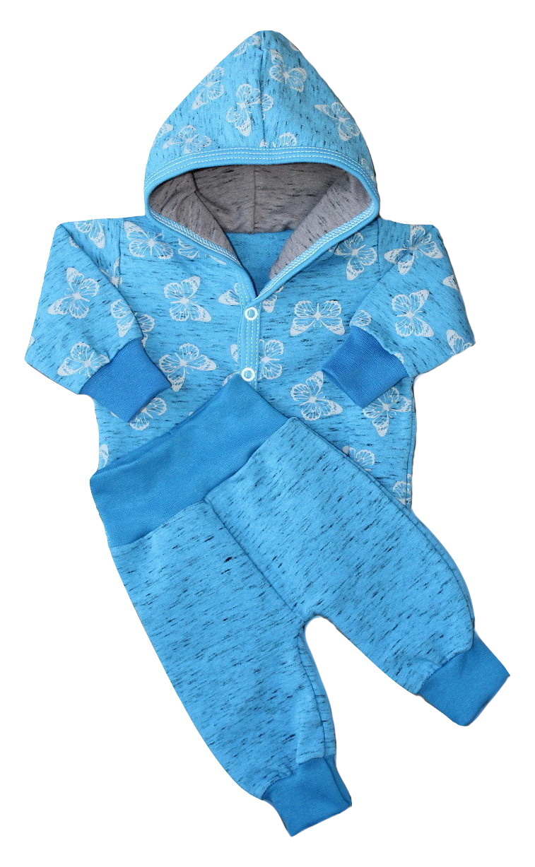 Dětská čepice+nákrčník Modrý motýl