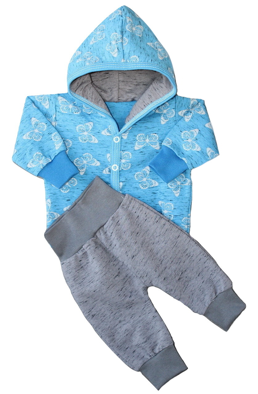 Dětská čepice+nákrčník modrý melír