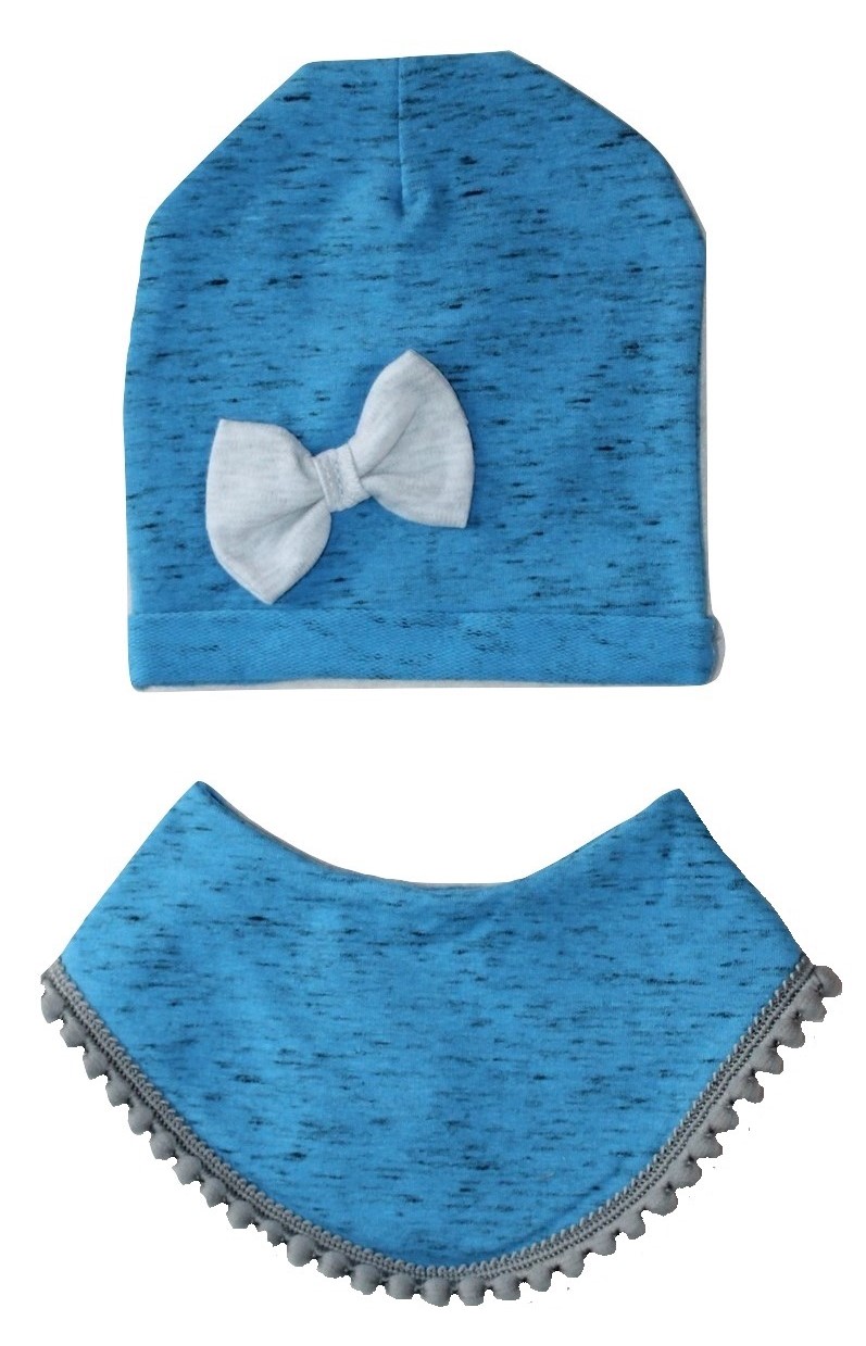 Dětská čepice+nákrčník Modrý motýl