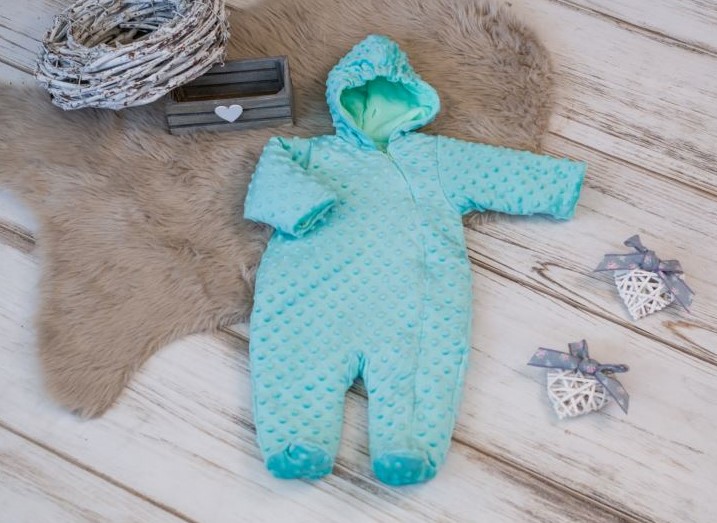 Kojenecká minky kombinéza - akvamarín 74