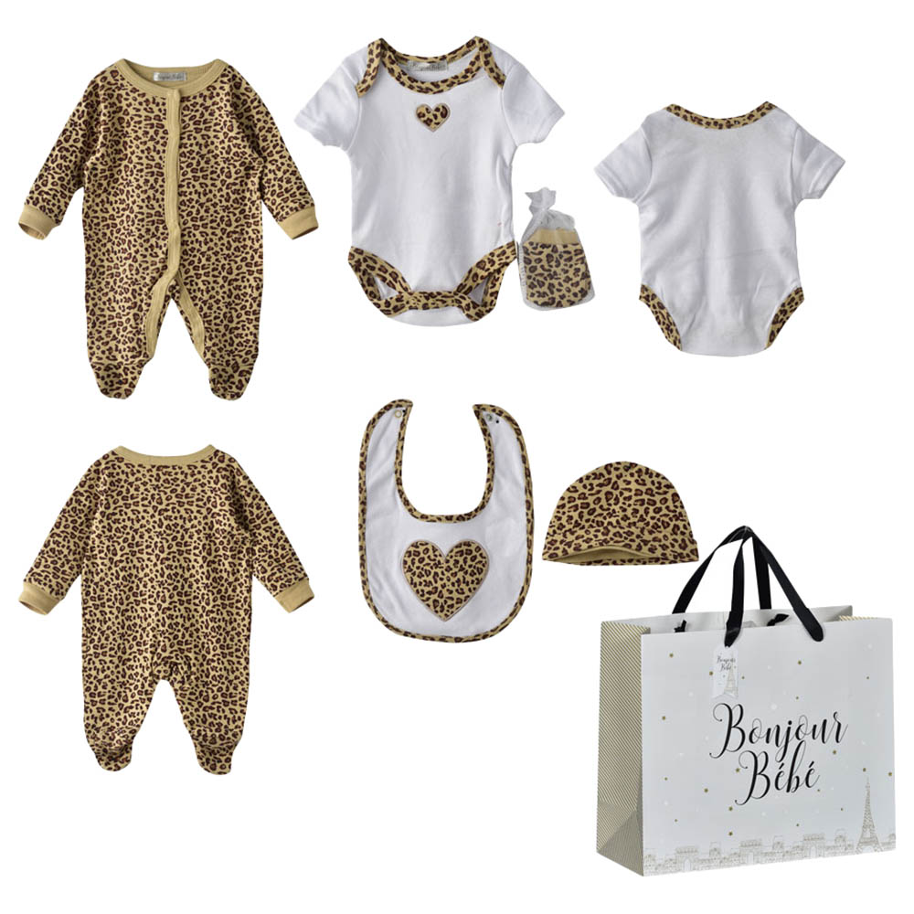 Kojenecká 6D souprava Srdíčko leopard