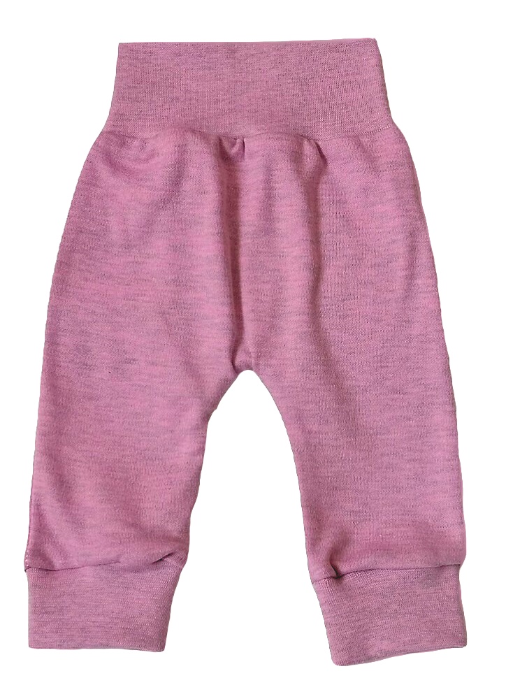 Kojenecké bavlněné tepláčky růžová melanž 80