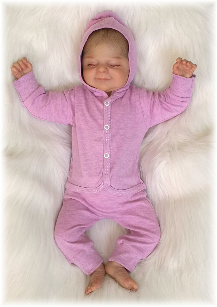 Kojenecká bavlněná mikina s kapucí - růžová melanž 80