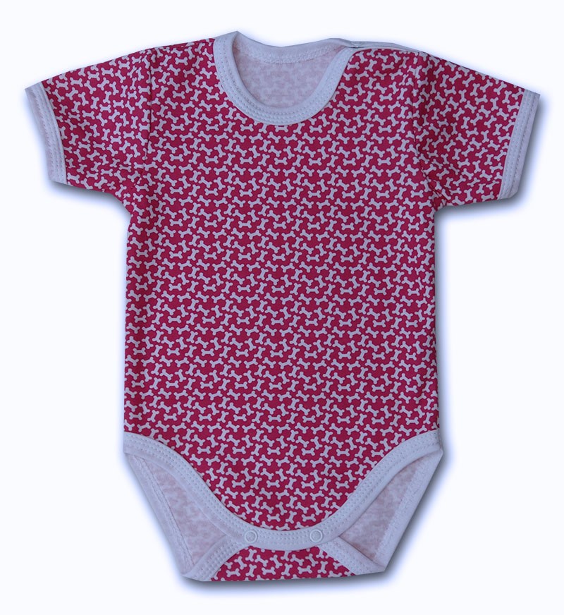 Kojenecké body kr. rukáv Kostičky růžová 80