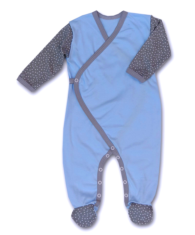 Kojenecký zavinovací overal Bílý puntík modrý 80