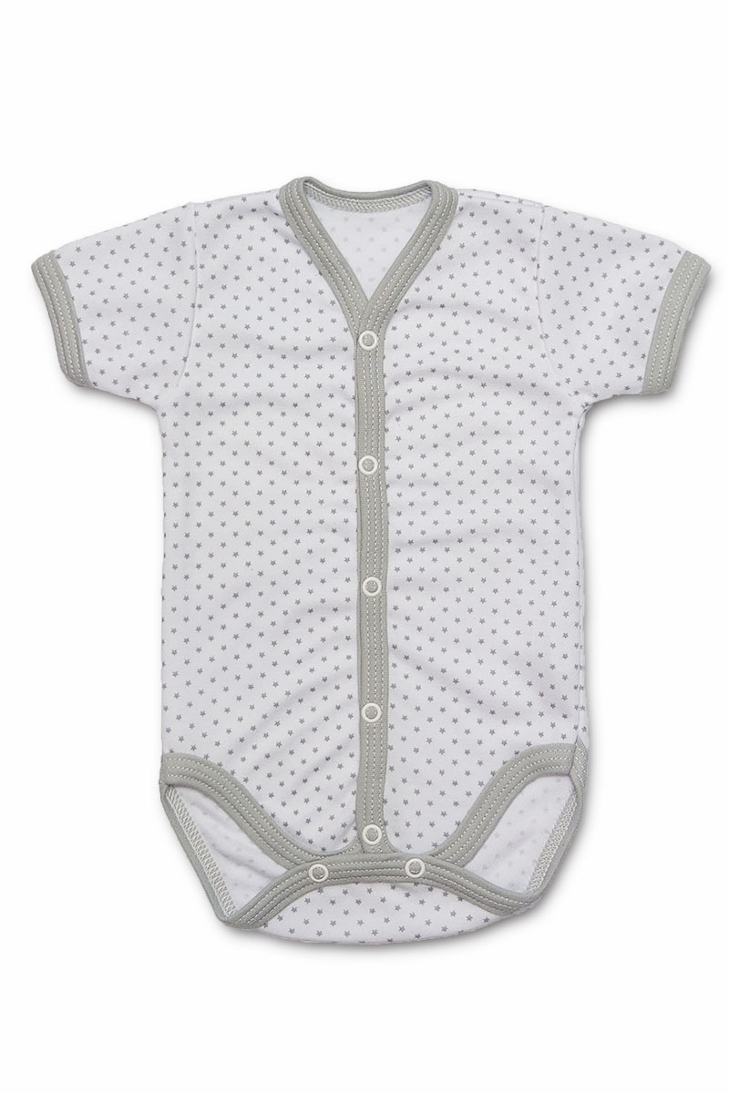 Kojenecké propínací body kr. rukáv Gray star 74