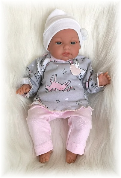 Dívčí 2D souprava halenka + legíny Jednorožec šedá 92