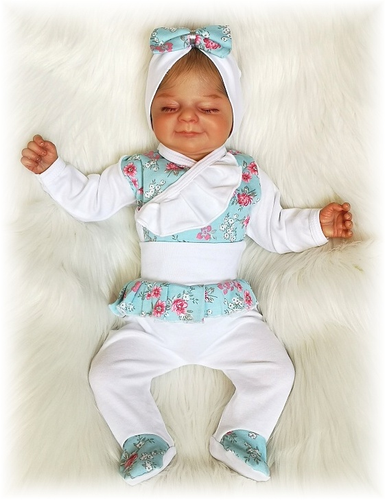 Kojenecká 3D souprava Mint kvítek 80