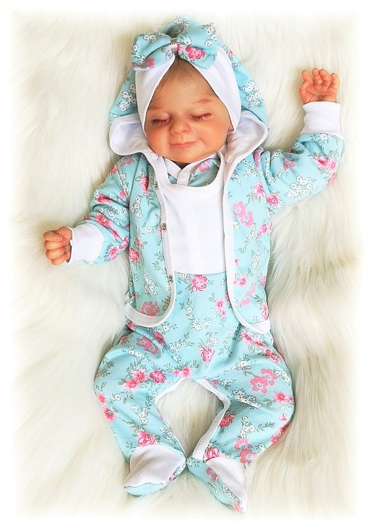 Kojenecká mikina Mint kvítek 74