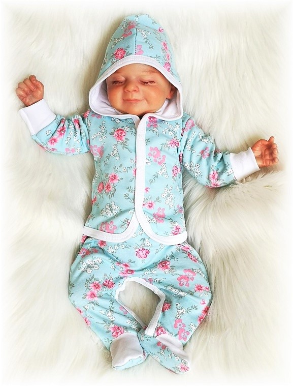 Kojenecká mikina Mint kvítek 74