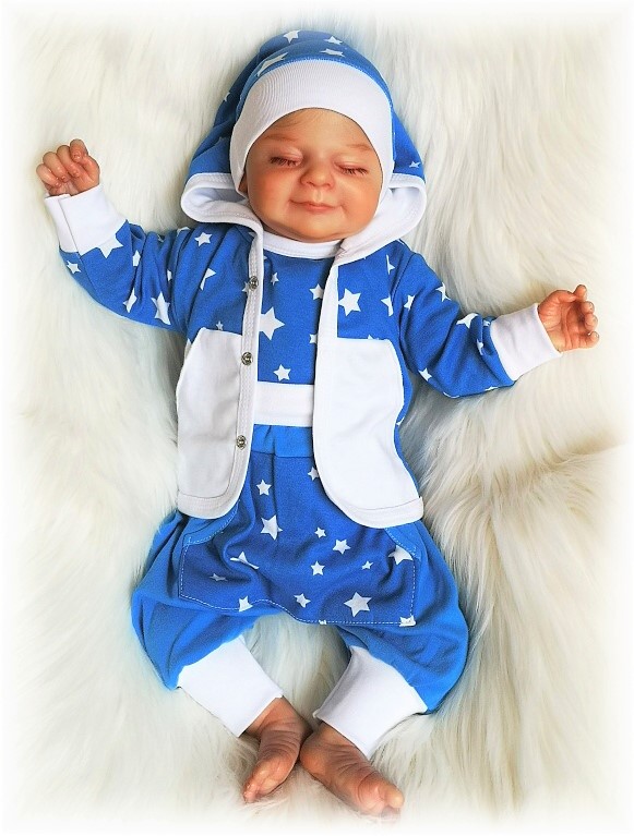 Kojenecká 2D souprava body+baggy Hvězda modrobílá 56