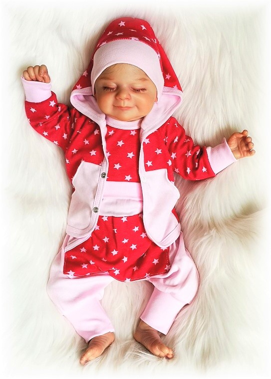 Kojenecká 2D souprava body+baggy Hvězda růžová 56