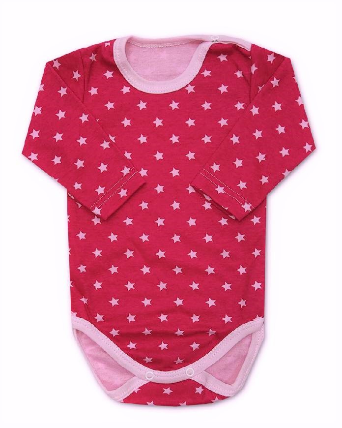 Kojenecká 2D souprava body+baggy Hvězda růžová 68