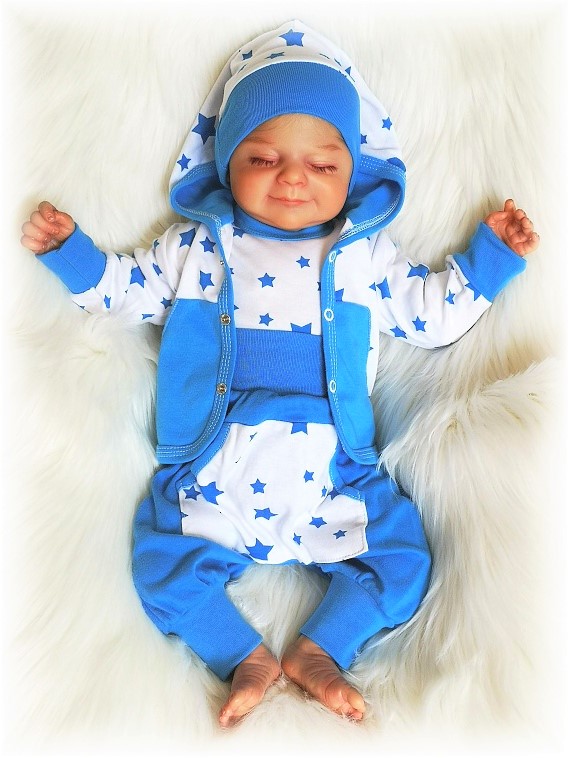 Dětská 2D souprava body+baggy Hvězda bílomodrá 92