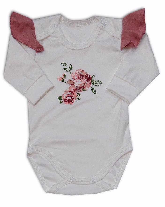 Kojenecká 2D souprava body+tepláčky Růžička PU 56