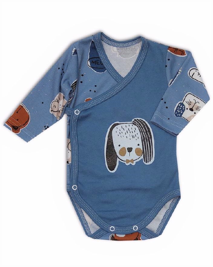 Kojenecká 2D souprava body+polodupačky Animals modrá 56