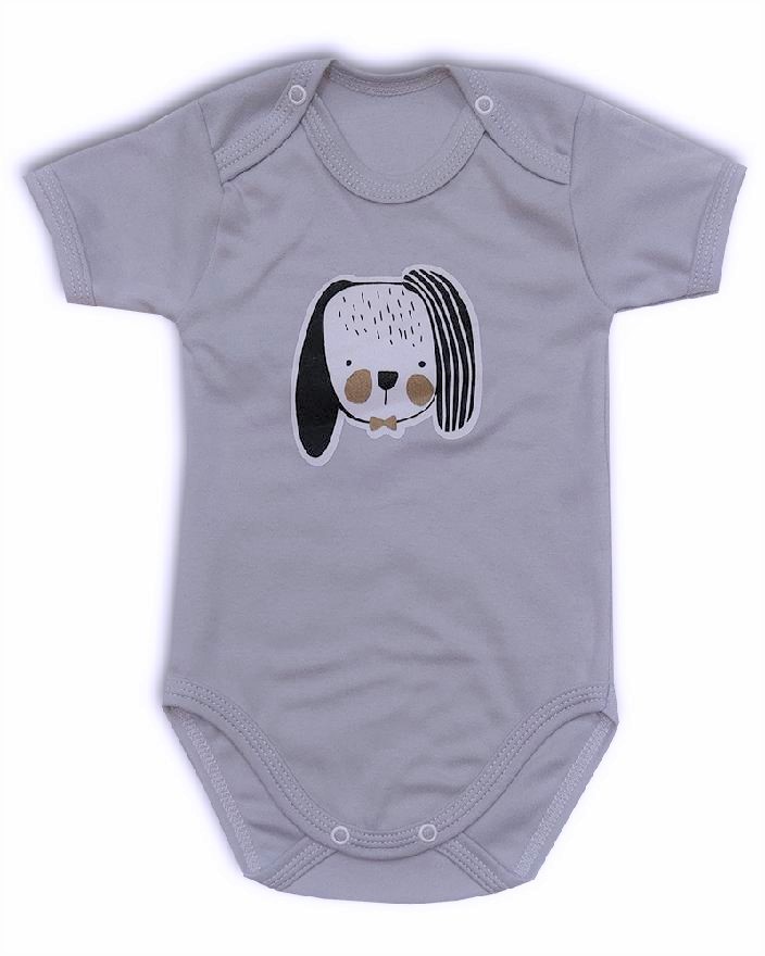 Kojenecké body kr. rukáv Animals šedá 62