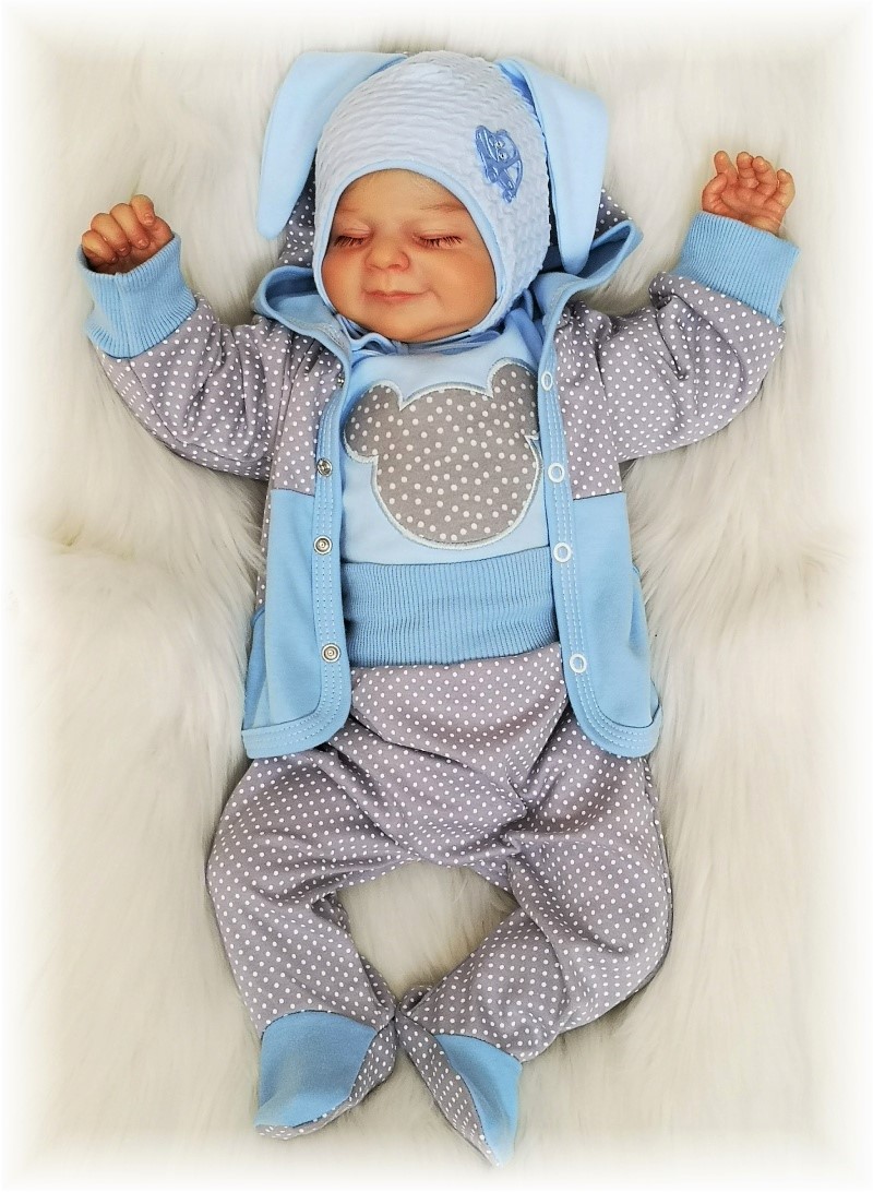 Kojenecká 3D souprava Bílý puntík 1 modrá 68