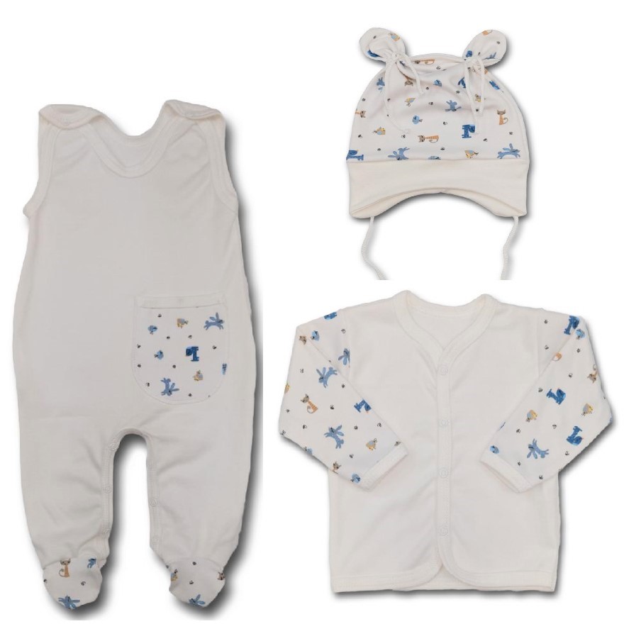 Kojenecká 3D souprava Zvířátka denim 56