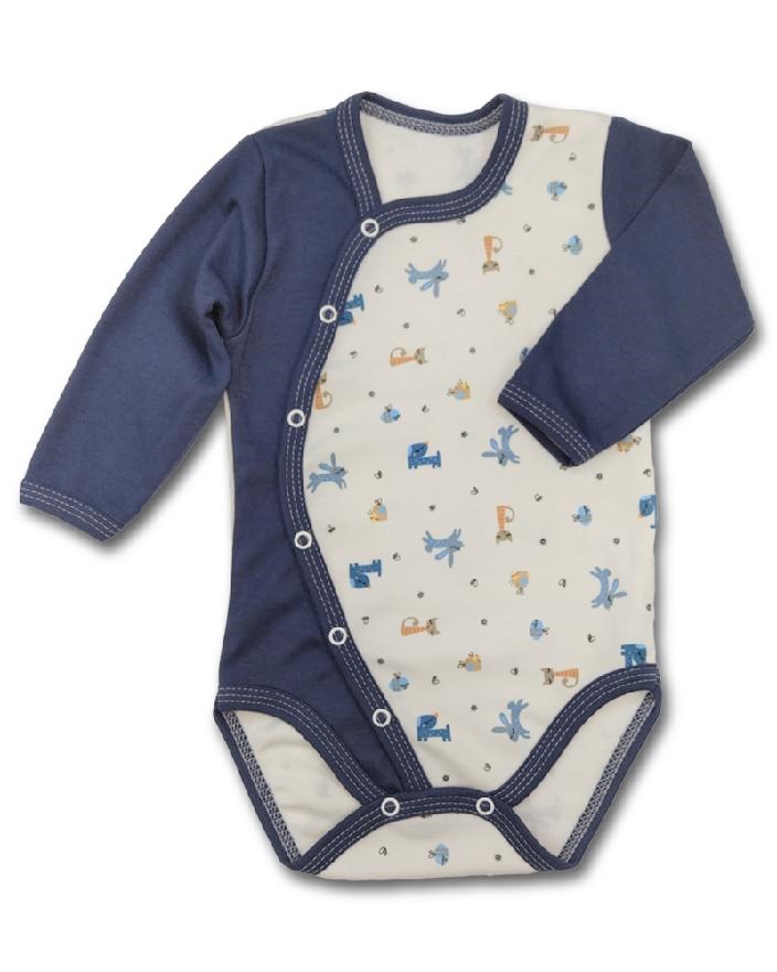 Kojenecké propínací body Zvířátka denim 68