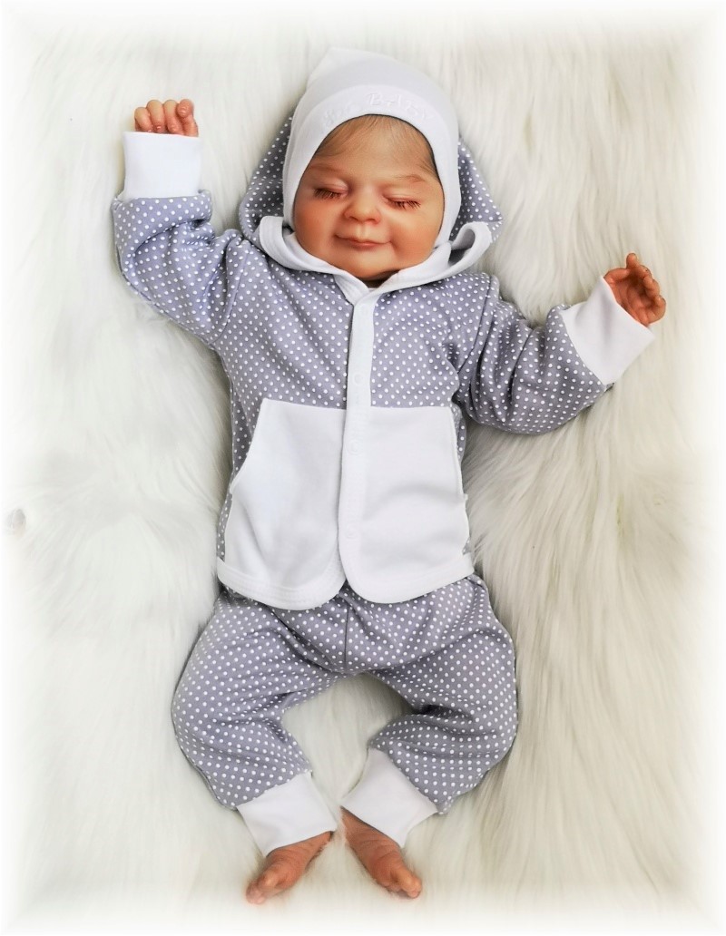 Kojenecký kabátek s kapucí Bílý puntík - bílá 68