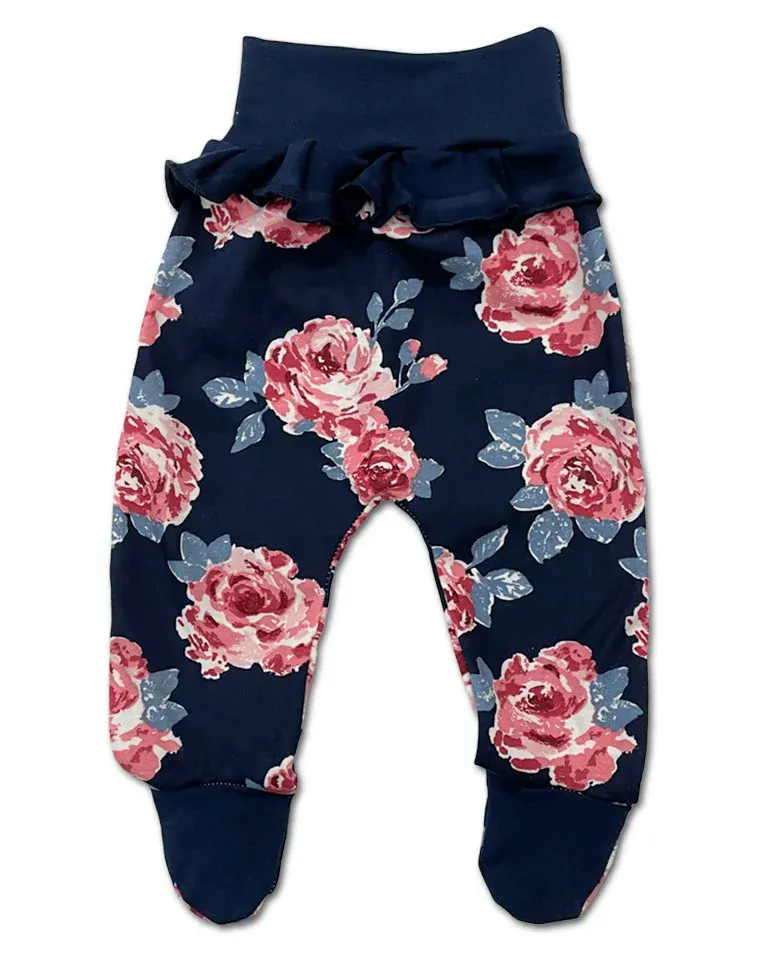 Kojenecká 2D souprava body+polodupačky Růžička PU modrá 74