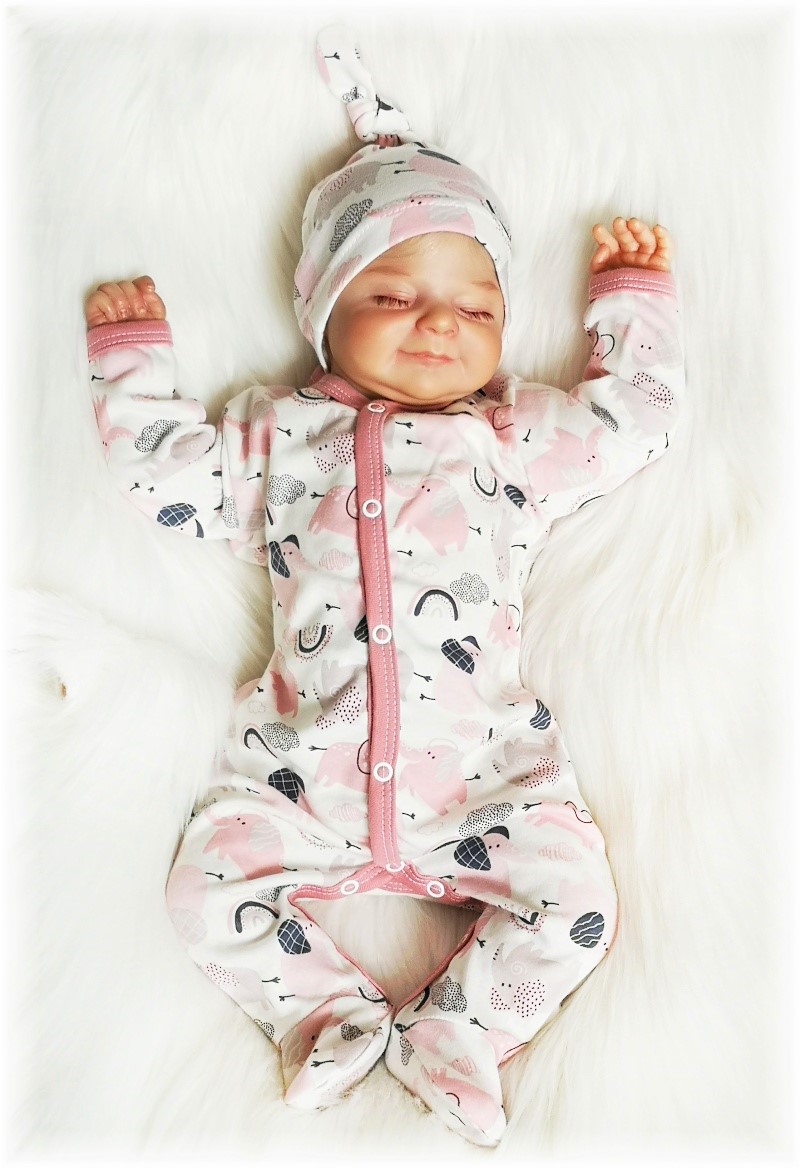 Kojenecký overal Duhový sloník pudrová 62