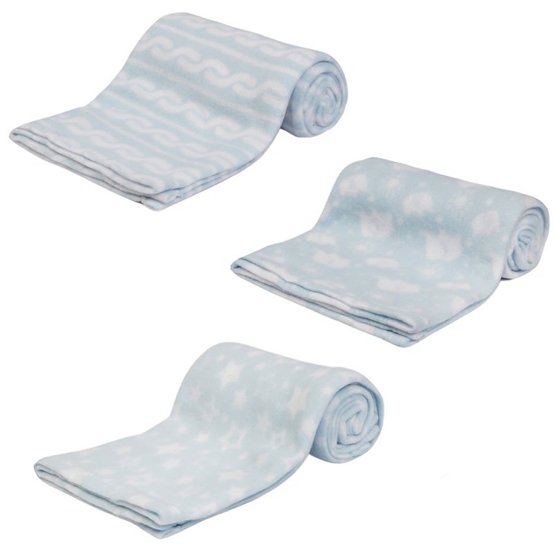 Kojenecká deka - modrá - vlnky