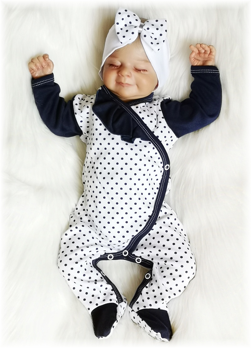 Kojenecký zavinovací overal Modré puntíky 62