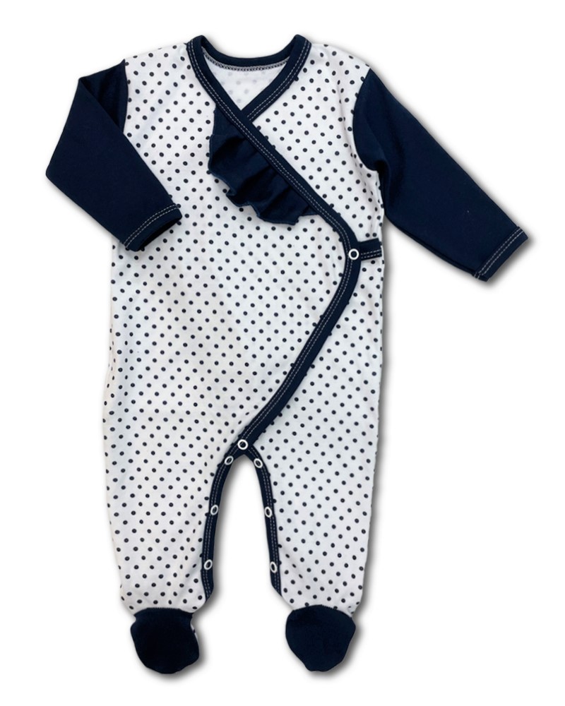 Kojenecký zavinovací overal Modré puntíky 62