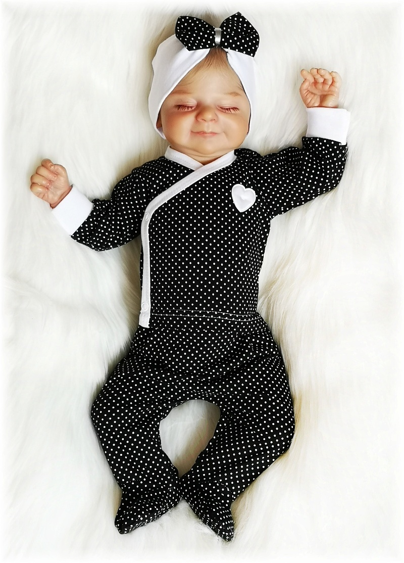 Kojenecká 2D souprava Černé puntíky košilka+polodupačky 50