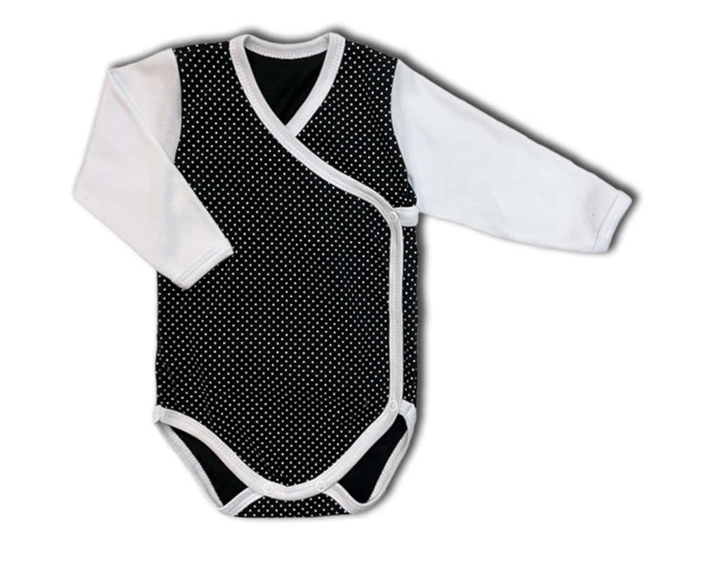 Kojenecká 2D souprava Černé puntíky body+polodupačky 74