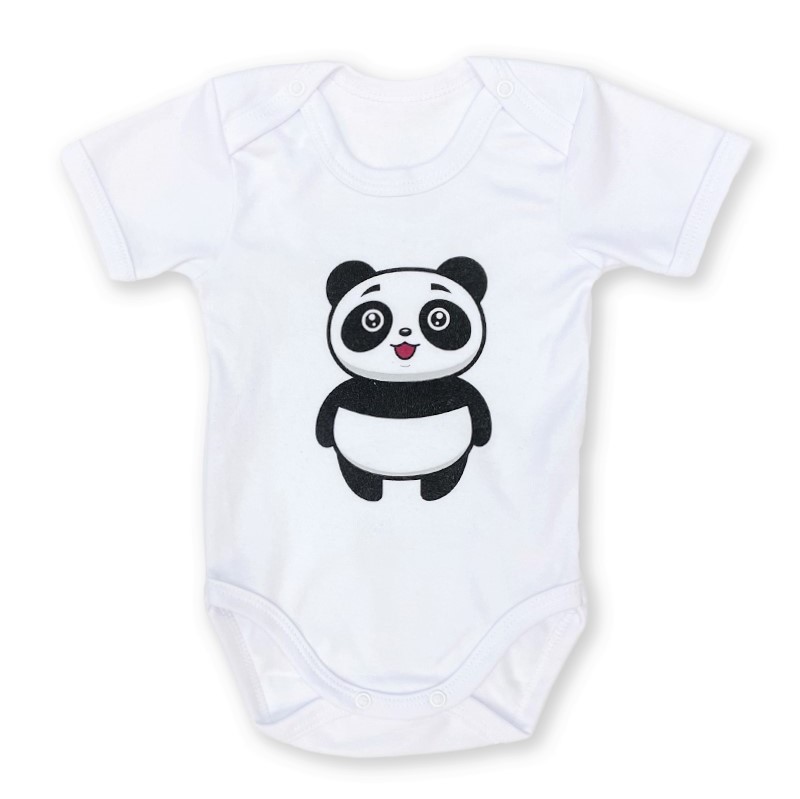 Kojenecké body kr. rukáv Panda bílá 68