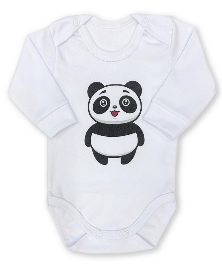 Kojenecké body dl. rukáv Panda bílá 74