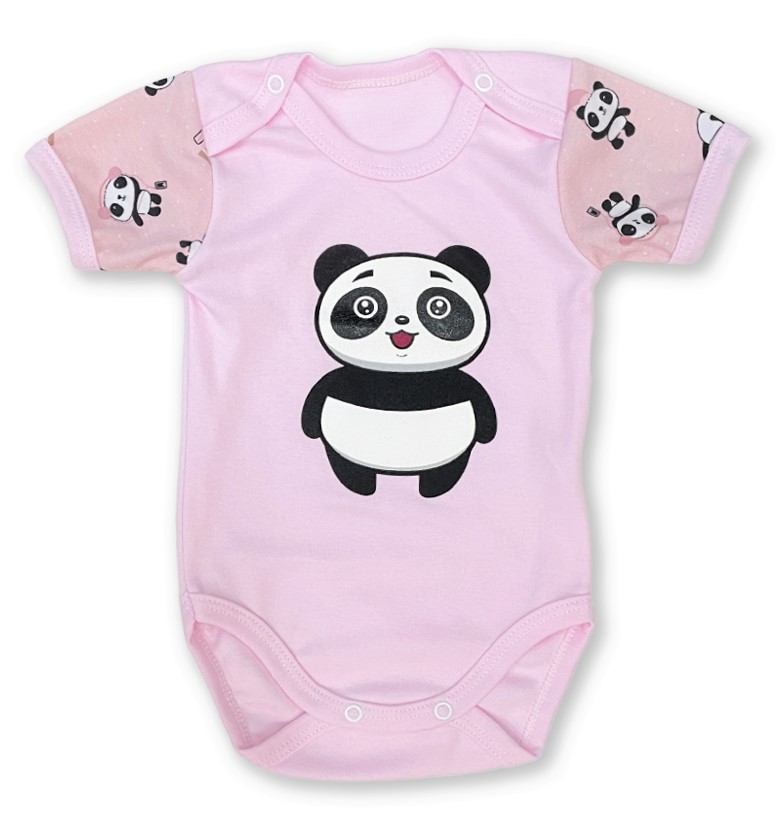 Kojenecká letní 2D souprava Panda růžová 80