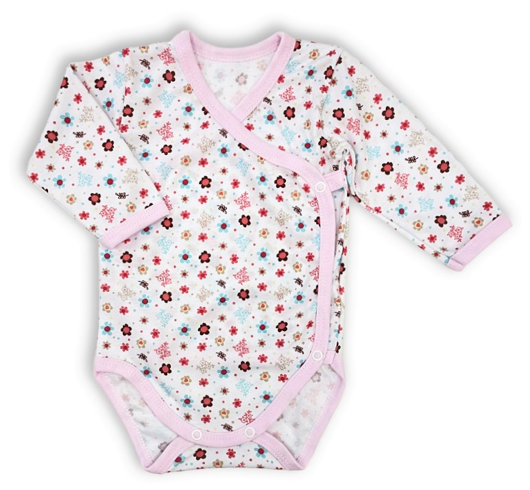 Kojenecká 2D souprava Barevné květinky body+polodupačky 56