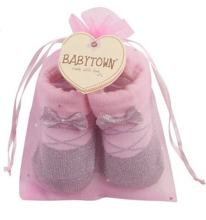 Kojenecké ponožky stříbrné s mašličkou