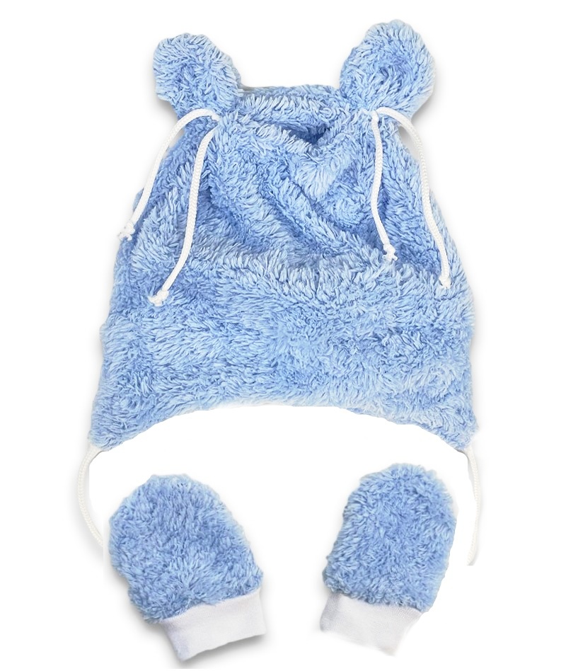 Kojenecká čepička+rukavičky Luna sv.modrá