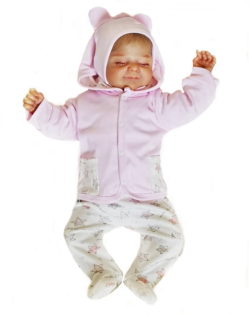 Kojenecká dvojitá čepička Malá hvězda růžová