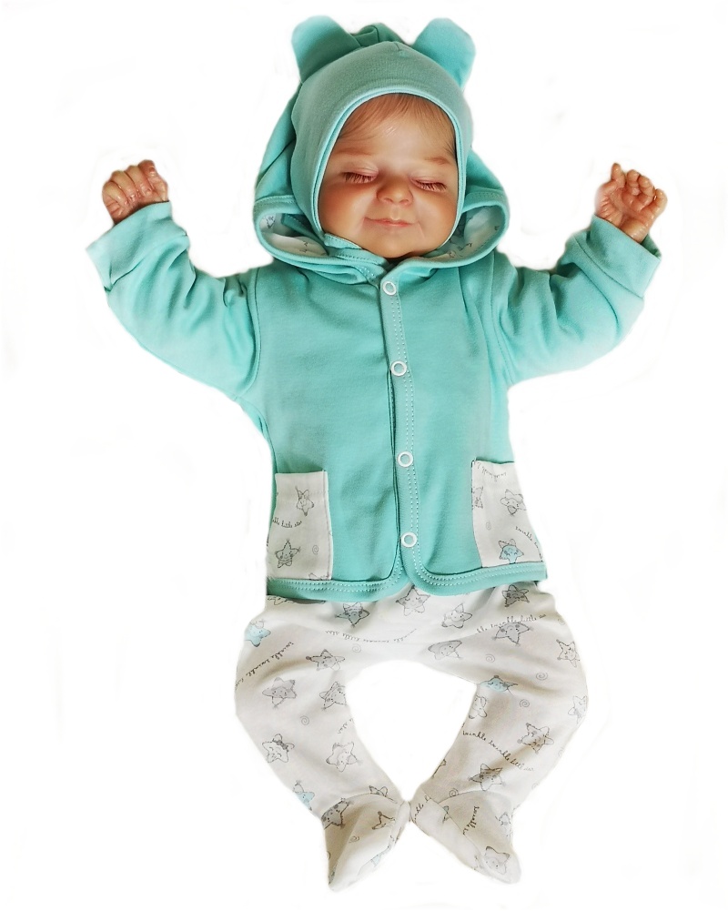 Kojenecká dvojitá čepička Malá hvězda máta