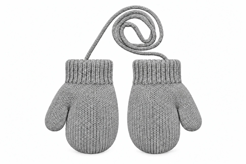 Kojenecké pletené palčáky šedé se šňůrkou 10cm