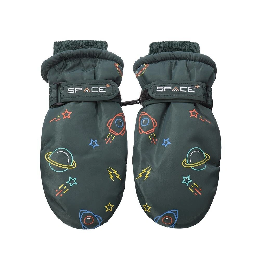 Dětské zimní šusťákové palčáky Be Snazzy Vesmír zelené 14cm