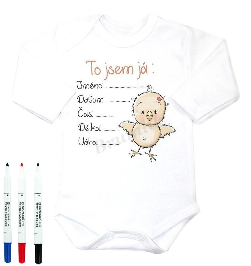 Originální body pro novorozené miminko Kuřátko 56