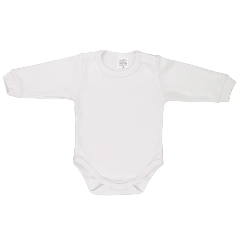 Kojenecké bílé body dlouhý rukáv 80