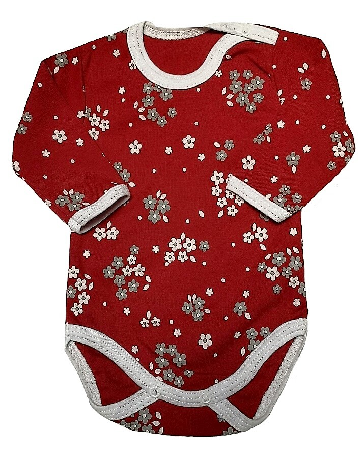Kojenecké body dl.rukáv Vínový květ 56